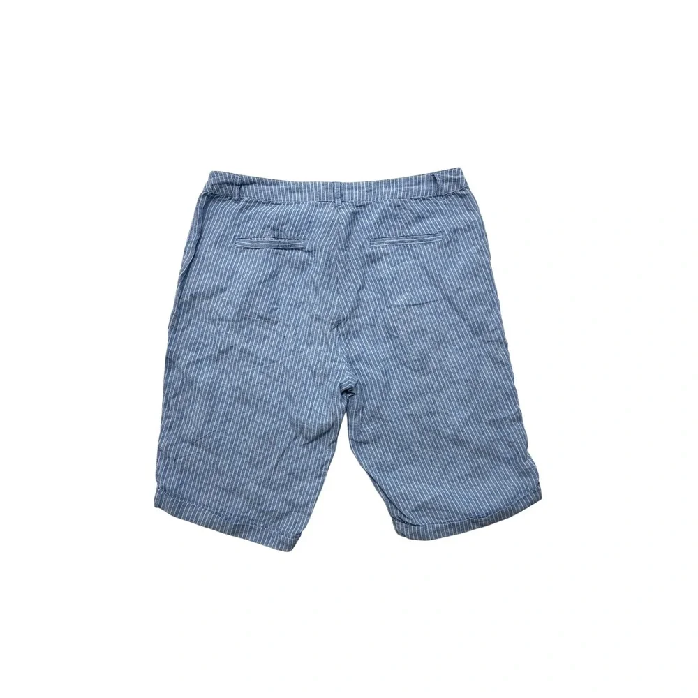 Monnari Blue White Striped Linen Summer Beach Bermuda Shorts Size 38 US 6